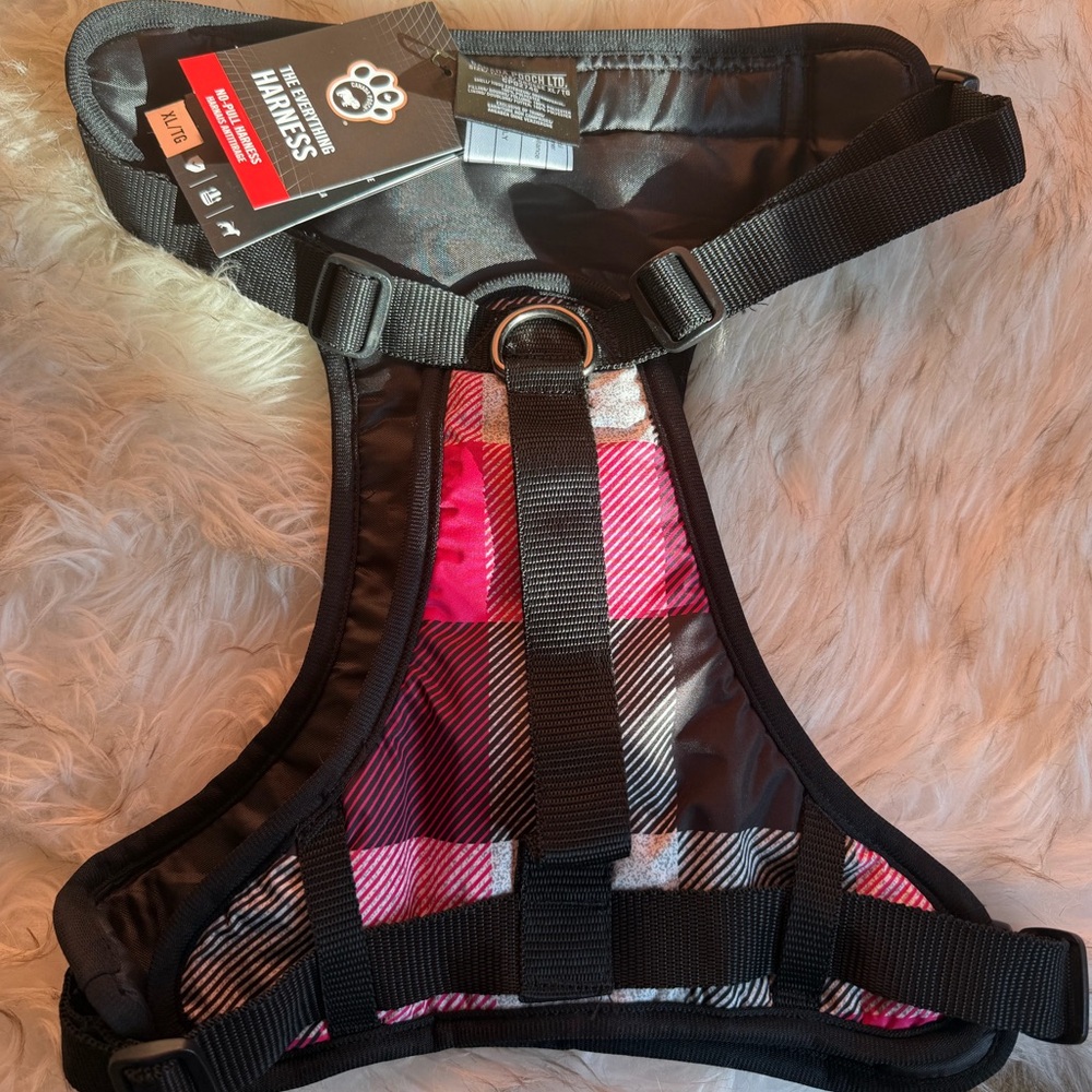 NWT Canada Pooch Everything No-pull dog harness pink/black plaid XL